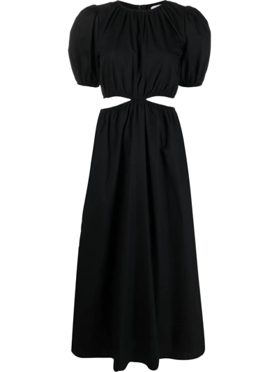 Faithfull The Brand Alessandria Cotton Midi-dress In Plain Black