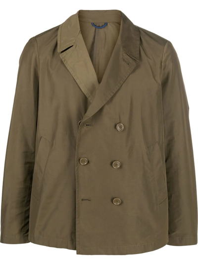Paltò Double-breasted Cotton Jacket In Military Green