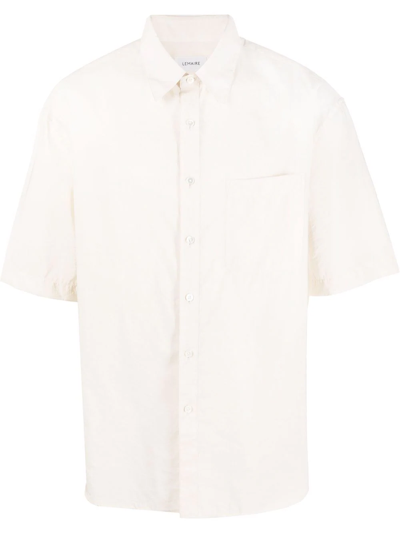 Lemaire Short-sleeve Chest-pocket Shirt In Neutrals