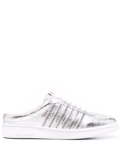 Dsquared2 Metallic-effect Slip-on Sneakers In Grey