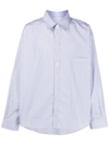 Martine Rose Fine Stripe Cotton Shirt In Blue