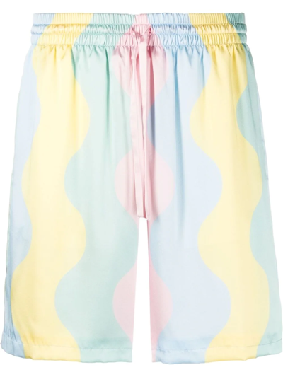 Casablanca Colour-block Drawstring Silk Shorts In Casa Shell Wave