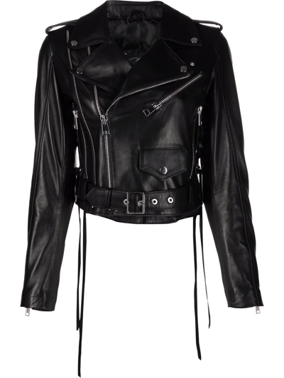 Manokhi Zip-fastening Leather Biker Jacket In Black