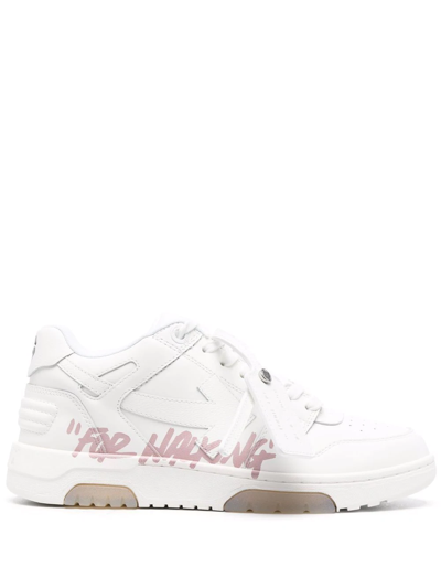 Off-white White Out Of Office For Walking Sneakers In White Pink