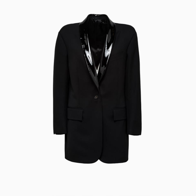 Lanvin Patent-collar Tailored Blazer In Black