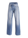R13 Crossover Asymmetric Distressed High-rise Wide-leg Jeans In Blue