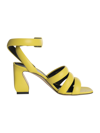 Si Rossi Triple-strap Leather Sandals In Yellow