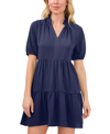 Cece Tiered Ruffle Minidress In Classic Navy