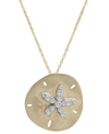 WRAPPED DIAMOND STARFISH SAND DOLLAR PENDANT NECKLACE (1/6 CT. T.W.) IN 10K GOLD, 16" + 2" EXTENDER, CREATED