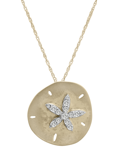 Wrapped Diamond Starfish Sand Dollar Pendant Necklace (1/6 Ct. T.w.) In 10k Gold, 16" + 2" Extender, Created In Yellow Gold