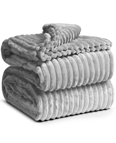 Nestl Bedding Cut Plush Lightweight Super Soft Fuzzy Luxury Bed Blanket, Twin In Light Gray
