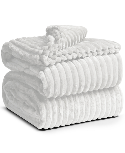 Nestl Bedding Cut Plush Lightweight Super Soft Fuzzy Luxury Bed Blanket, Queen In White