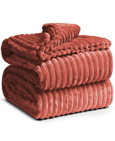 Nestl Bedding Cut Plush Lightweight Super Soft Fuzzy Luxury Bed Blanket, Twin In Misty Rose