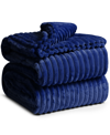 Nestl Bedding Cut Plush Lightweight Super Soft Luxury Bed Throw, 50" X 60" In Navy Blue