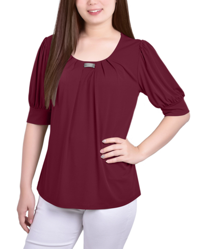 NY COLLECTION PETITE SHORT SLEEVE BALLOON SLEEVE TOP