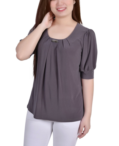 NY COLLECTION PETITE SHORT SLEEVE BALLOON SLEEVE TOP
