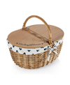 Picnic Time Mickey Silhouette Country Basket In Cream With Navy Blue Pattern