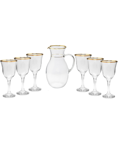 Classic Touch Drinkware Set With Rim Design, 7 Piece In Gold-tone