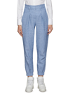 Brunello Cucinelli Elastic Cuff Tailored Linen Pants In Blue