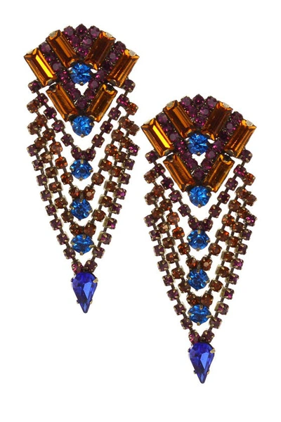 Olivia Welles Clara Layer Earrings In Oxidized Brass-topaz