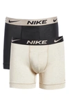 Nike Dri-fit Assorted 2-pack Reluxe Boxer Briefs In Khaki/ Black/ Khaki