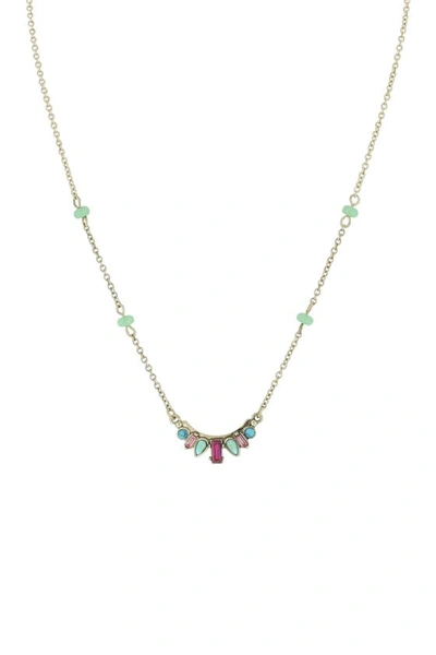 Olivia Welles Gold Plated Eva Multi-colored Necklace In Gold-multi