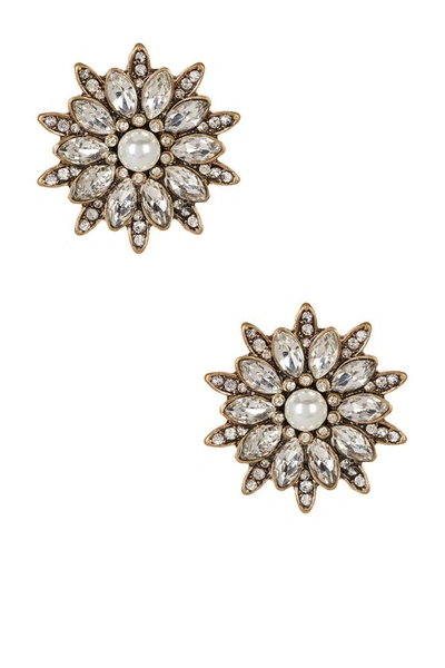 Olivia Welles Renae Detail Earrings In Burnished Gold-clear