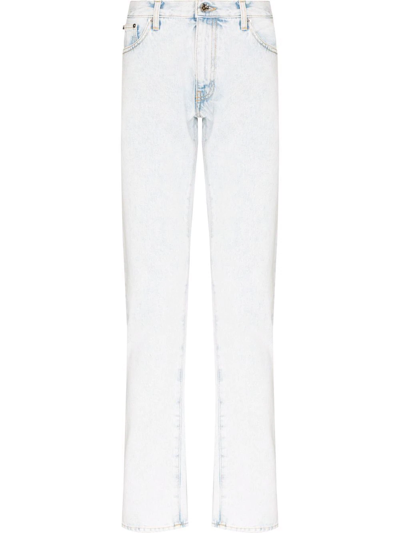 OFF-WHITE DIAG-STRIPE PRINT SLIM FIT JEANS