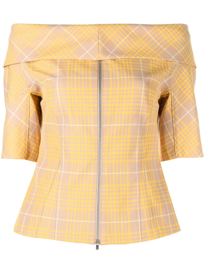 3.1 Phillip Lim / フィリップ リム Off-shoulder Plaid Top In Yellow