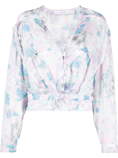 Iro Floral-print V-neck Blouse In Rosa