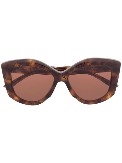 Balenciaga Tortoiseshell Oversize-frame Sunglasses In Brown