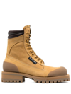 Palm Angels Brown Lace-up Suede Combat Boots In Nude