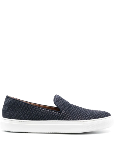 Fratelli Rossetti Woven Leather Loafers In Jump Blu