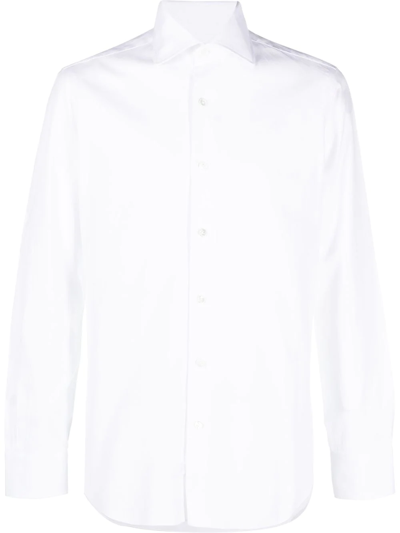 Barba Long-sleeve Poplin Shirt In White