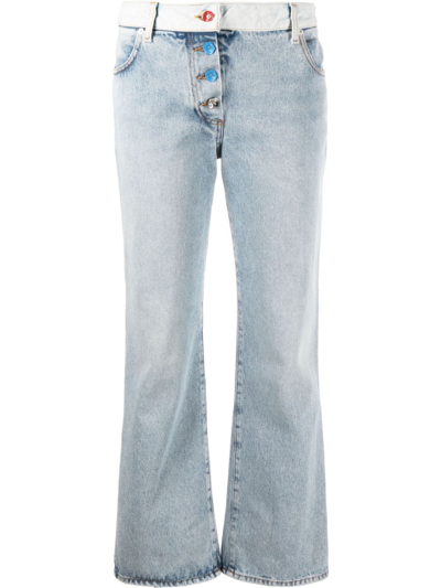 Off-white Flared Jeans With Buttons In Light Blue