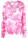 Collina Strada Camouflage-print Crystal-embellished Sweatshirt In Rosa