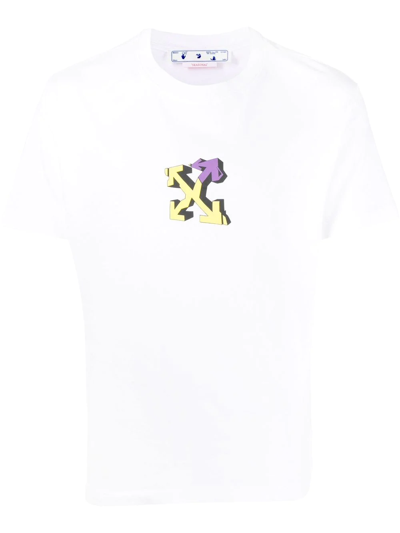 Off-white Wizard Graffiti Cotton T-shirt In White Violet