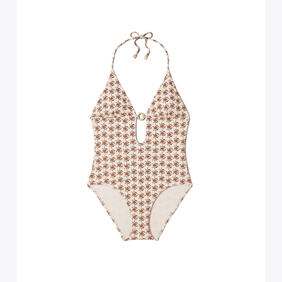 Tory Burch Printed Ring One-piece In Nocolor