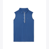 Tory Sport Tory Burch Tech Piqué Sleeveless Ruffle Polo In Blue Wash/snow White