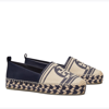 Tory Burch Logo Canvas-leather Platform Espadrilles In Navy
