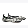Tory Burch Round Toe Flat Shoes With Metallic Stud Accents In Perfect Black