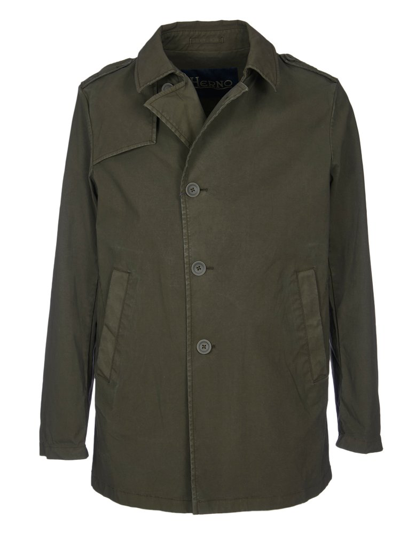 Herno `garment-dyed-eufrate` Peacoat In Verde
