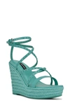 Nine West Hunda Espadrille Platform Wedge Sandal In Cyan Green