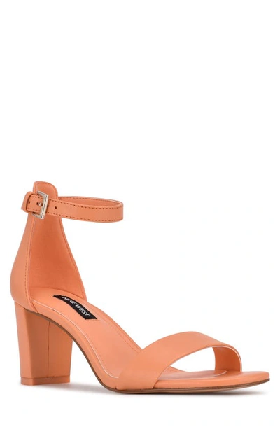 Nine West Women's Pruce Ankle Strap Block Heel Sandals Women's Shoes In Creamsicle Leather