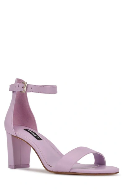 Nine West Women's Pruce Ankle Strap Block Heel Sandals Women's Shoes In Lilac Leather