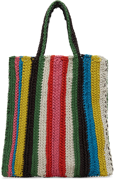 Chloé Medium Knit North-south Tote Bag In Multicolor White 1