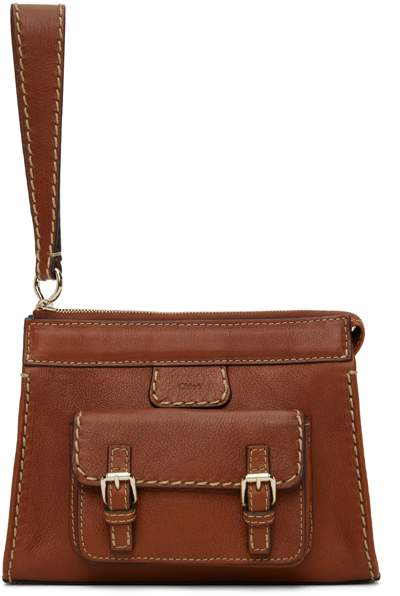 Chloé Brown Small Edith Clutch In 27s Sepia Brown