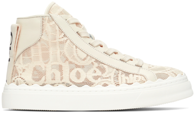 CHLOÉ BEIGE LAUREN HIGH-TOP SNEAKERS