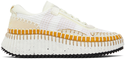Chloé Nama Blanket-stitch Recycled-mesh Trainers In White