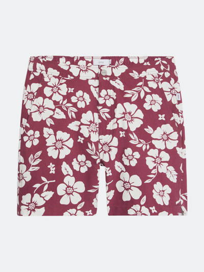 Onia Calder Straight-leg Mid-length Floral-print Swim Shorts In Red